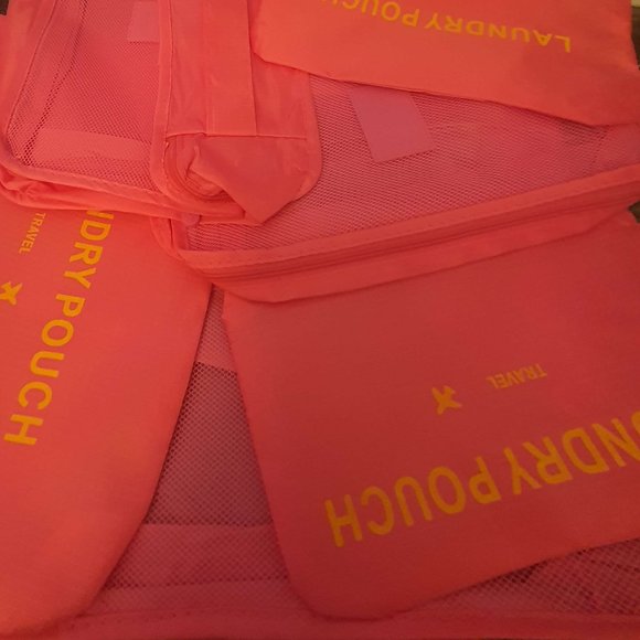 6 Piece Travel Storage Bag Set/Light Weight "Packing Cubes" Brand New Hot Pink - Picture 1 of 5